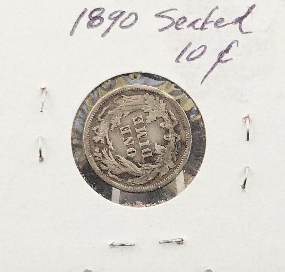 1890 Seated Dime and 1944 Washington Quarter: 90% Silver High Estimate: 50 Low Estimate: 30
