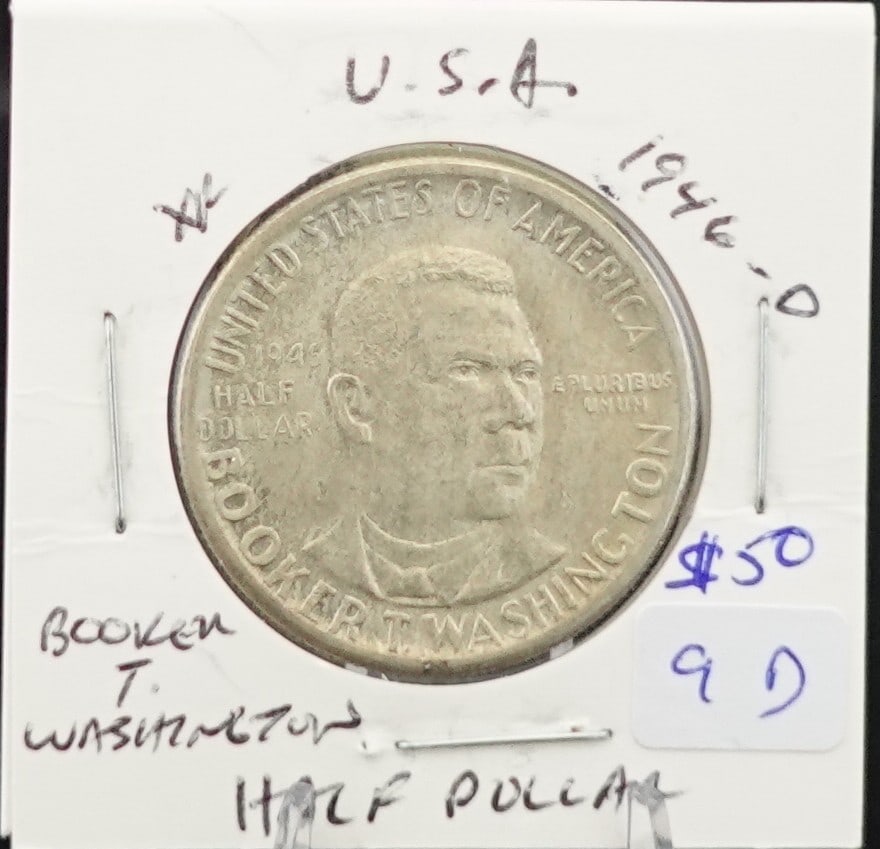 1946-D Booker T. Washington Half Dollar: This is a Rarer Date! 100K Minted! Low Estimate: 40 High Estimate: 60