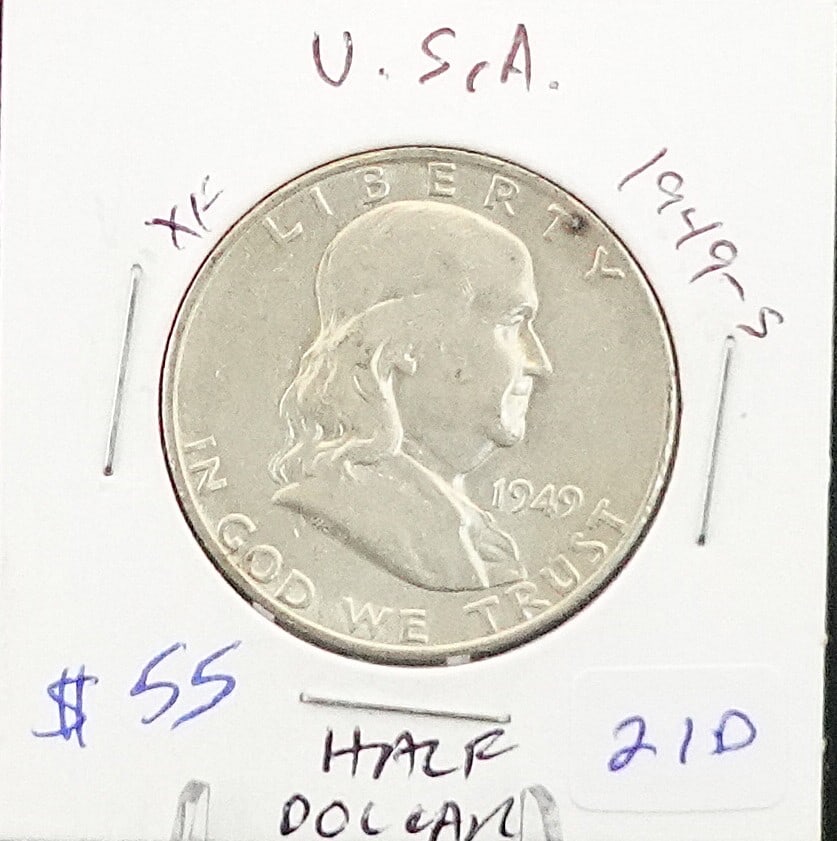 1949-S Franklin Half Dollar: Nicer Early Date! Great Details Low Estimate: 40 High Estimate: 60