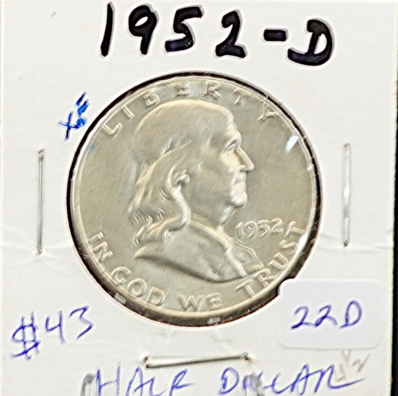 1952-D Franklin Half Dollar: Nicer Date! Great Details! High Grade! Low Estimate: 40 High Estimate: 60