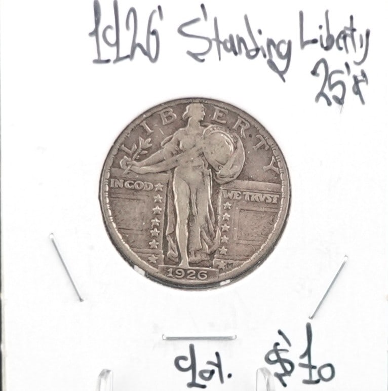 1926 Standing Liberty Quarter: This has nice Details and Better Date High Estimate: 50 Low Estimate: 30