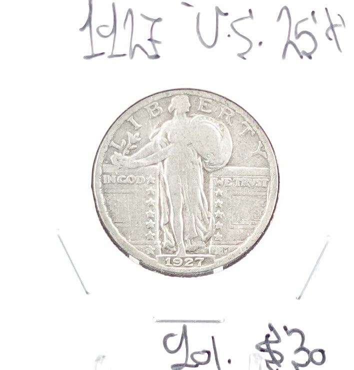 1827 Standing Liberty Quarter: Nice Date and Details! High Estimate: 50 Low Estimate: 30