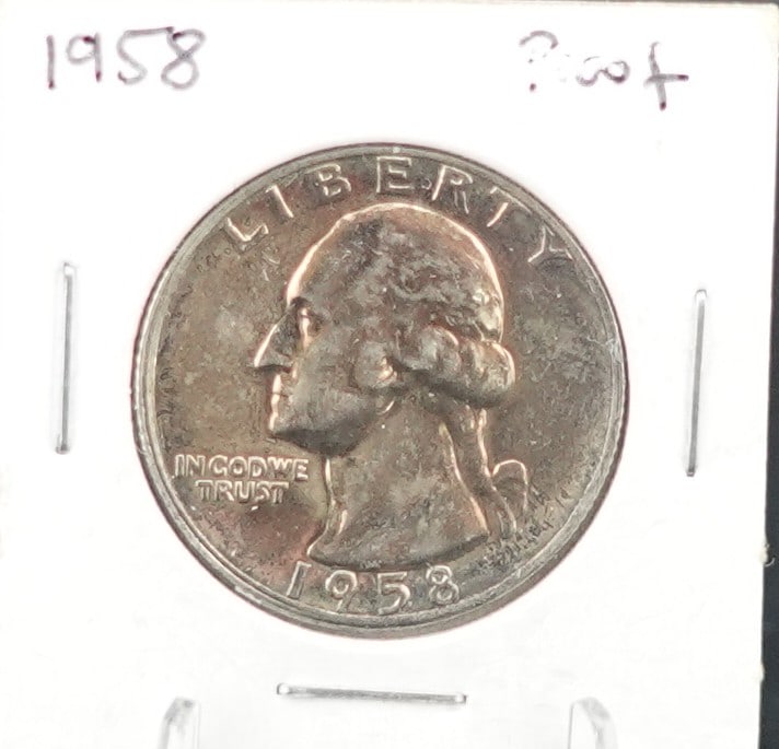 (2) Washington Quarters: 1947-D and 1958. These are 90% Silver High Estimate: 40 Low Estimate: 30