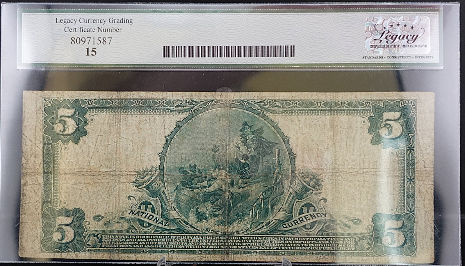 1902 PB The Delaware County NB, Chester, PA $5 Note - 2
