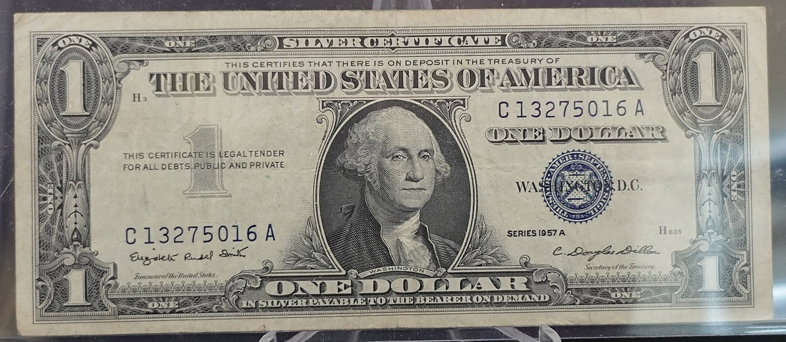 1957 $1 Silver Certificate: Great Cut! SN 016 Low Estimate: 20.00 High Estimate: 30.00