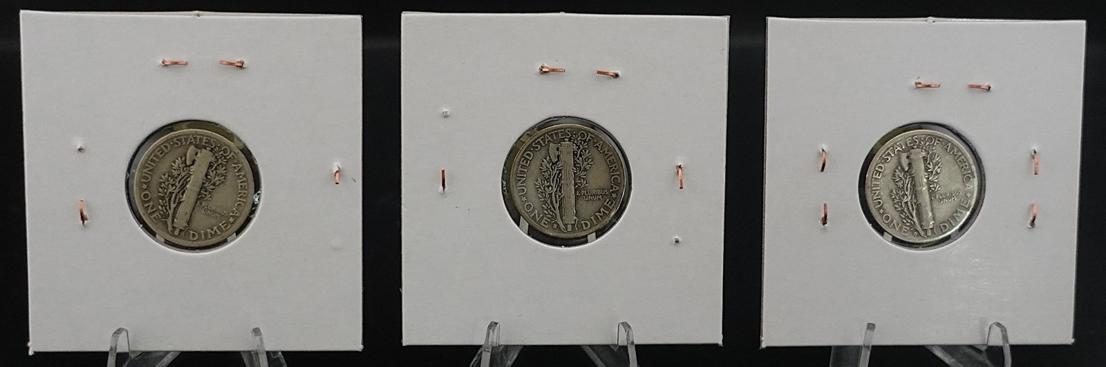 (4) Carded Mercury Dimes - 2