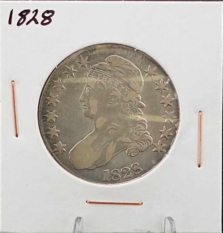 1828 Capped Bust Half Dollar: This is the Square 2 Large 8. Low Estimate: 150.00 High Estimate: 200.00