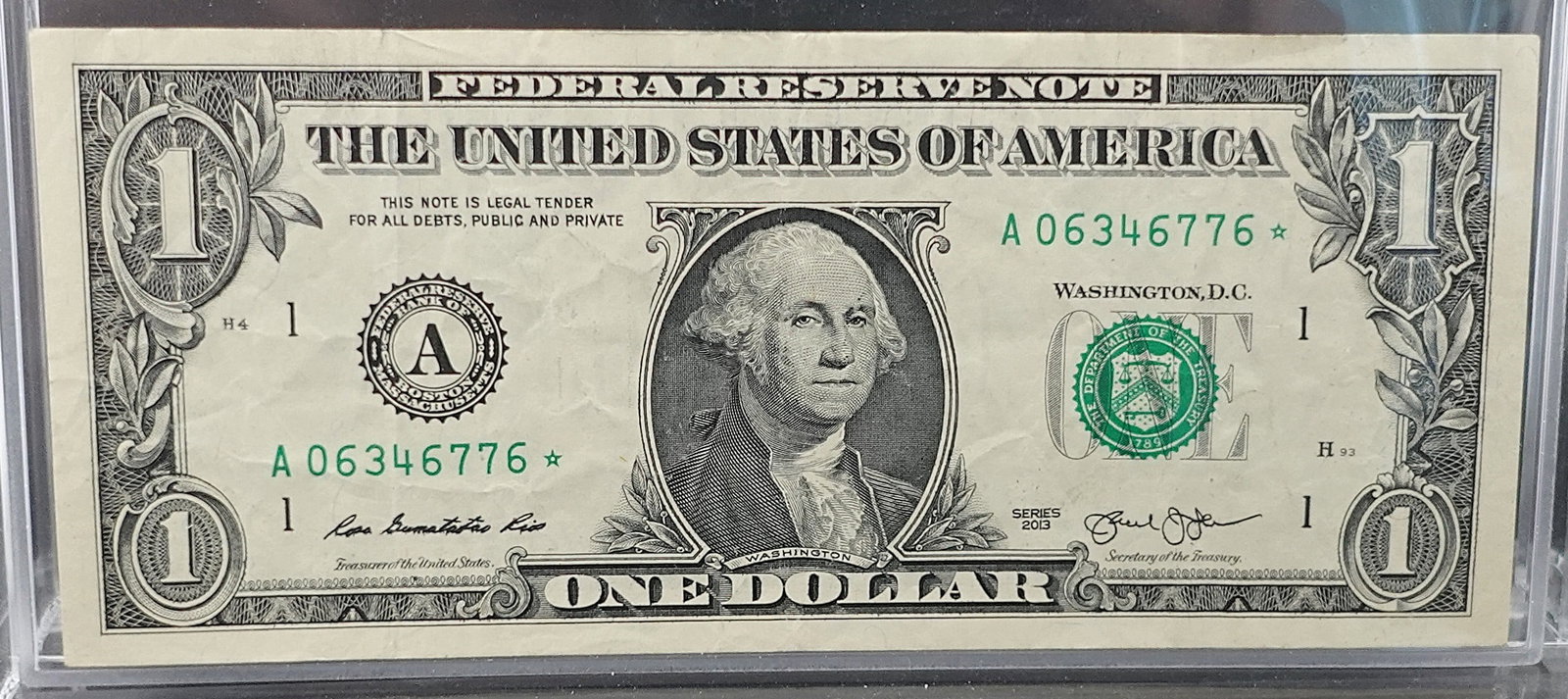 2003 $1 Star Note: Excellent Note! Crisp with Great Cut and Corners! SN 6776 Low Estimate: 20.00 High Estimate: 30.00