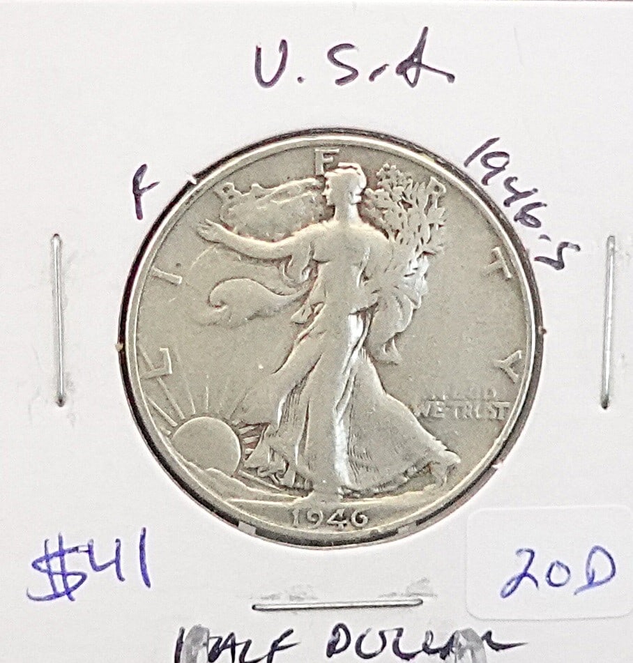 1946-S Walking Liberty Half Dollar: 90% Silver Low Estimate: 30.00 High Estimate: 50.00