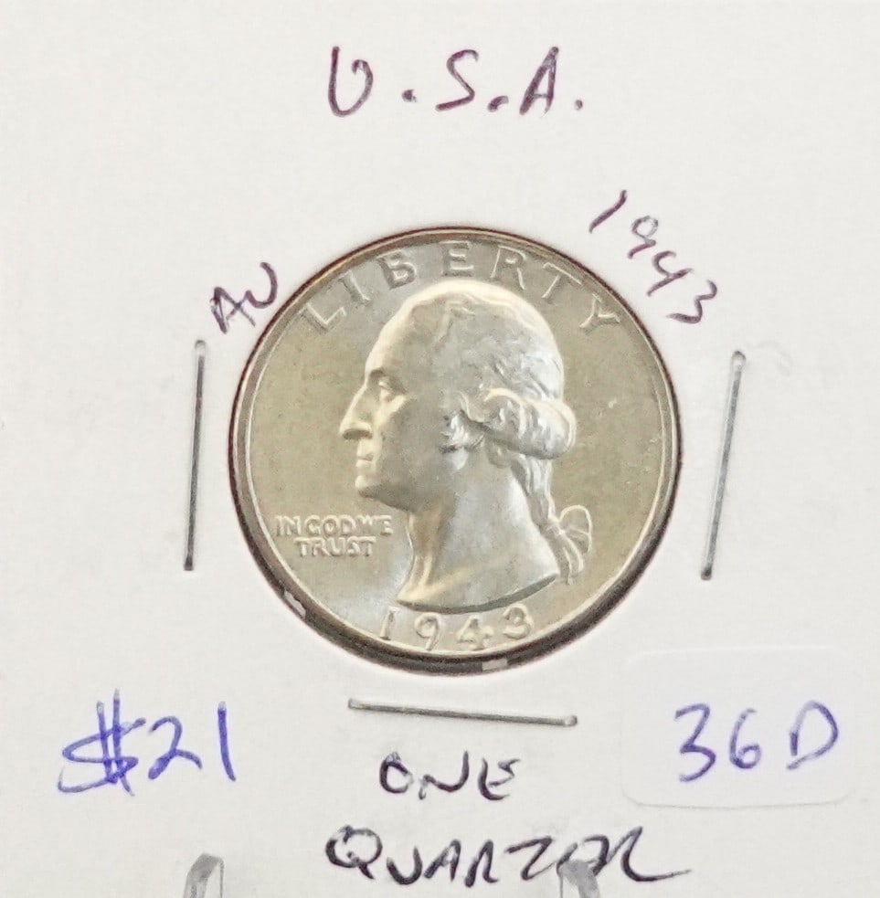 (3) Washington Quarters: 1943, 1957 and 1961 Low Estimate: 50.00 High Estimate: 70.00