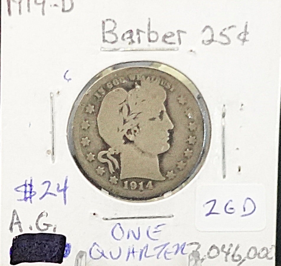 (2) Barber Half Dollars: 1914-D and 1892 Low Estimate: 30.00 High Estimate: 50.00
