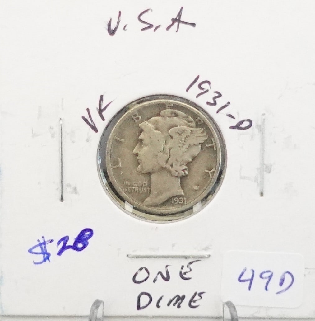 1931-D Mercury Dime: This is a Key Date! Low Estimate: 50.00 High Estimate: 70.00