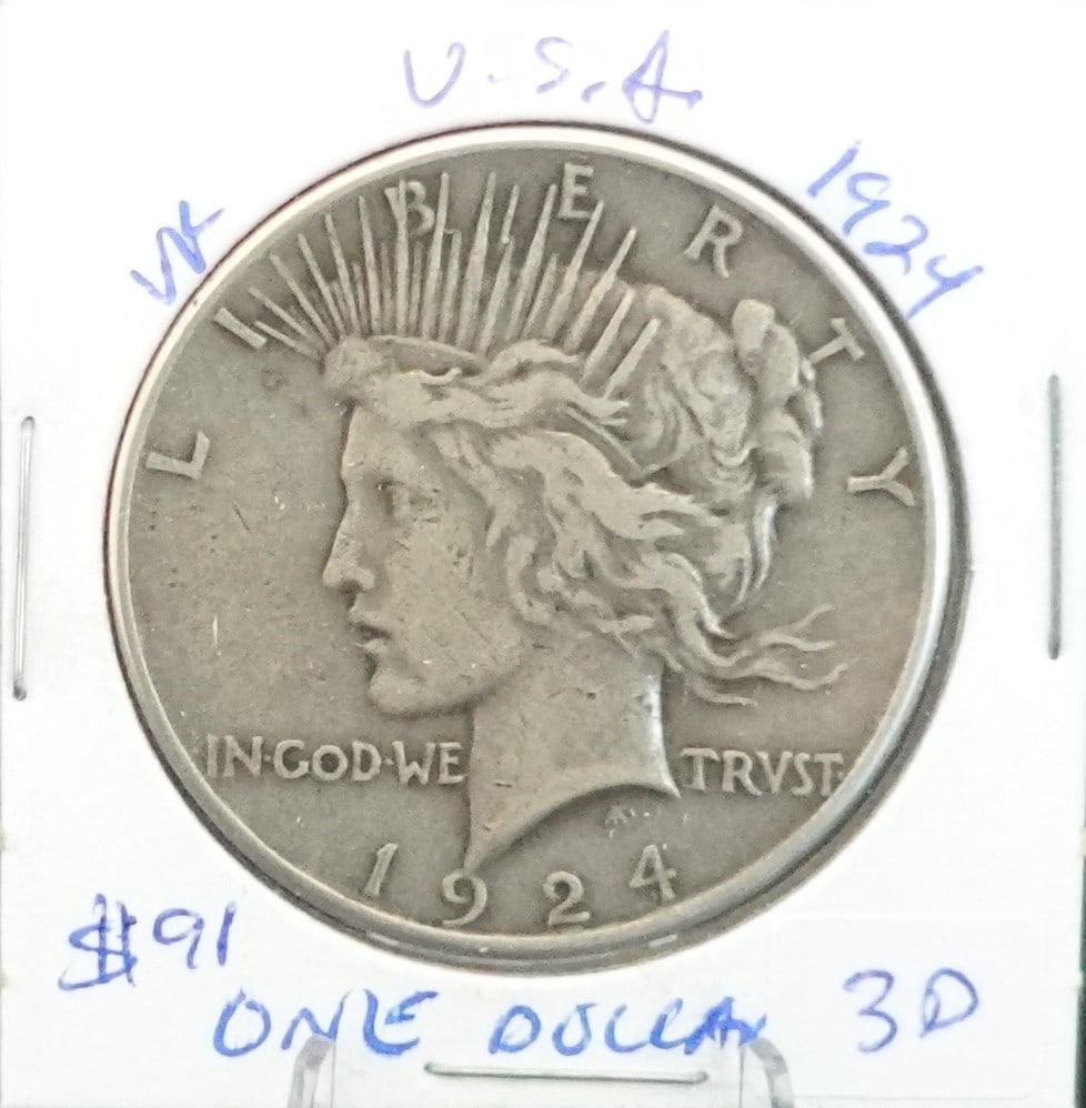 1924 Peace Dollar: Nicer Date Low Estimate: 60.00 High Estimate: 70.00