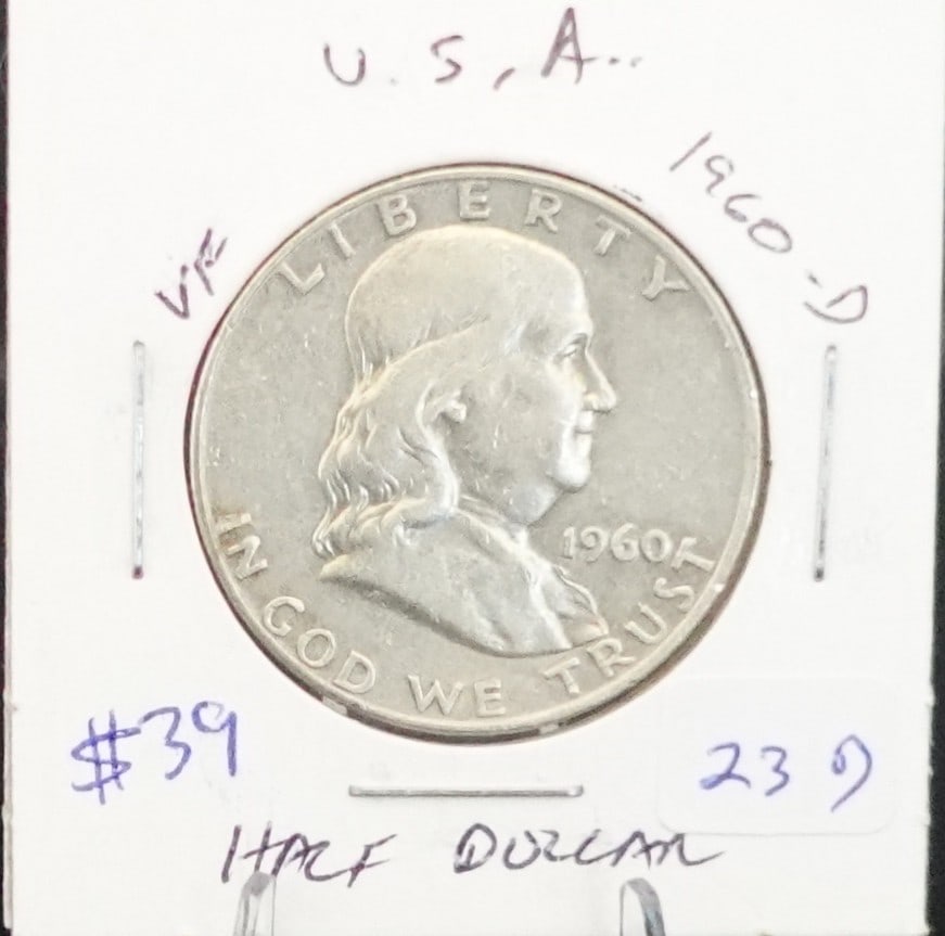 1960-D Franklin Half Dollar: Nicer Early Date Low Estimate: 30.00 High Estimate: 40.00