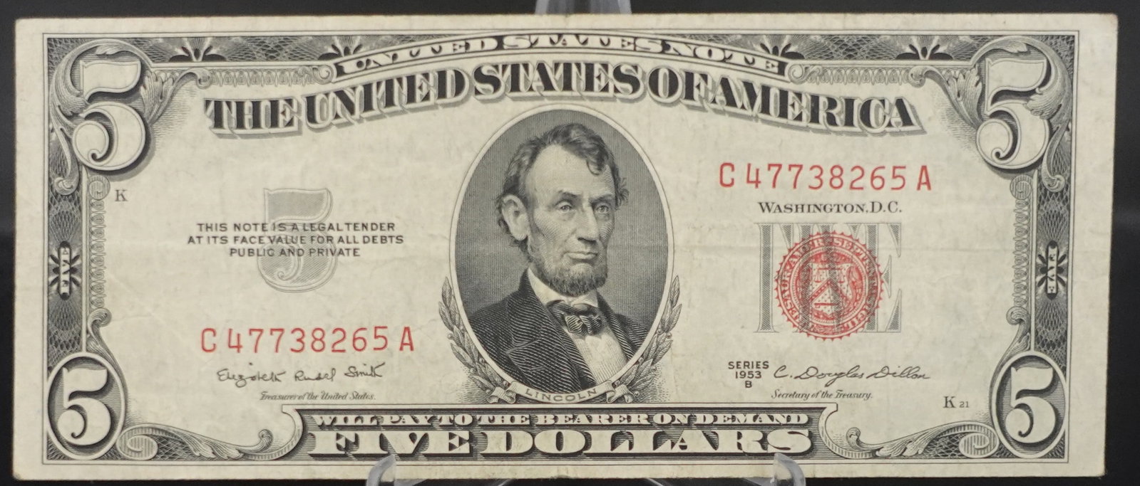 (3) $5 Red Seal Notes: The dates are 1953-C, 1953-B and 1963. Low Estimate: 30.00 High Estimate: 50.00