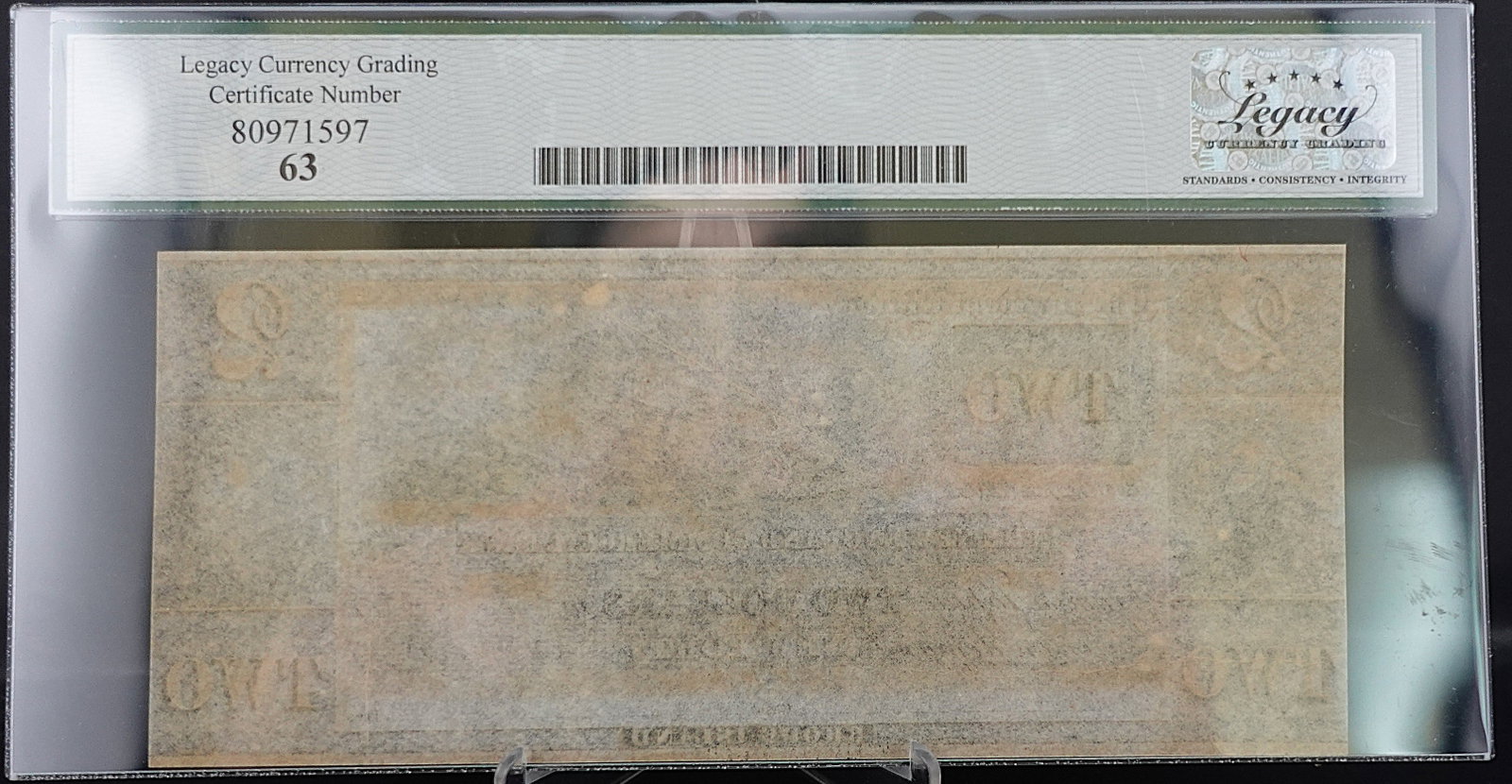 1800's New England Commercial Bank, New Port RI $2 Note - 2