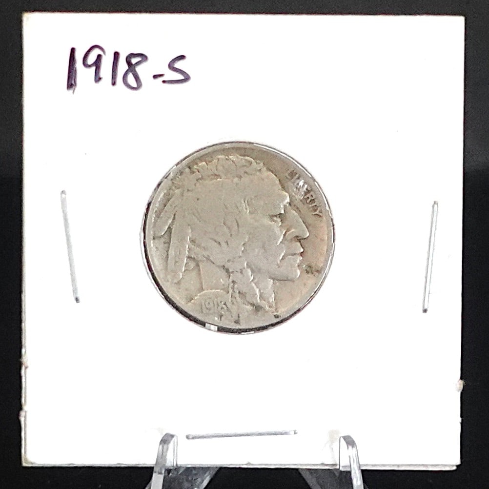 1918-S Buffalo Nickel: This is a Semi Key date and hard to find Full Date! Low Estimate: 40 High Estimate: 60