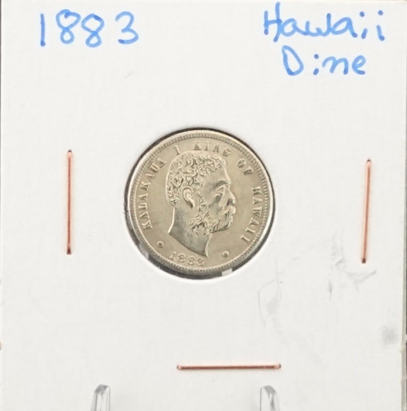 1883 Hawaii Dime: These are extremely rare! Only 500k where minted! High Estimate: 550 Low Estimate: 450