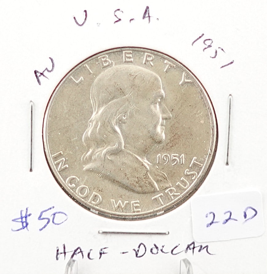 1951 Franklin Half Dollar: Great Details! Low Estimate: 50 High Estimate: 70