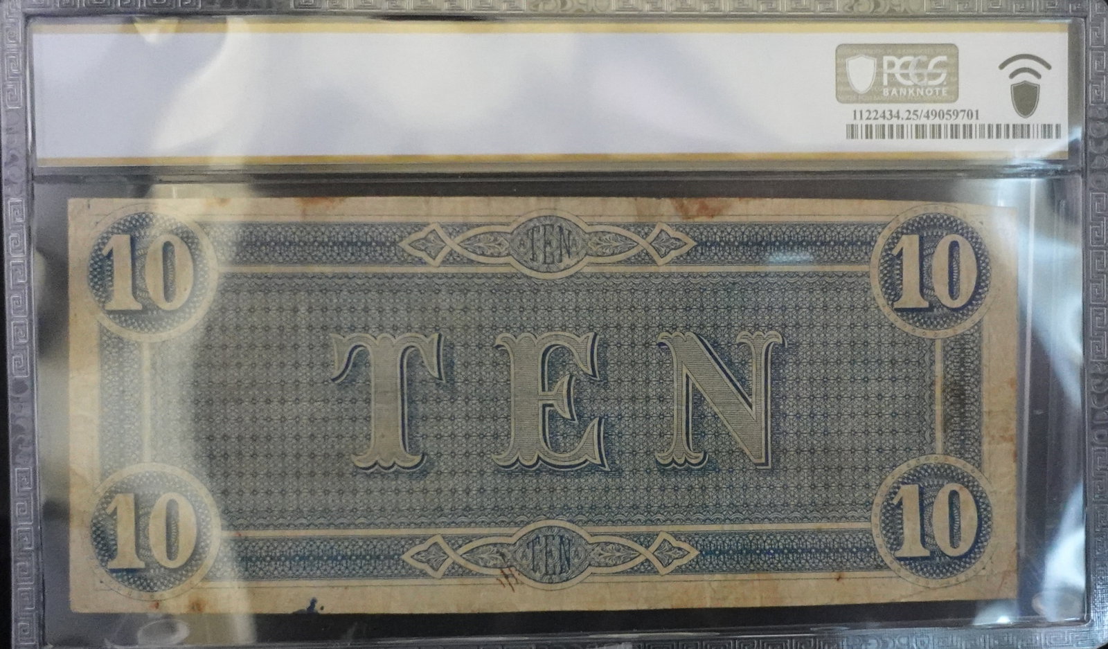 1864 $10 Confederate States of America Note - 2