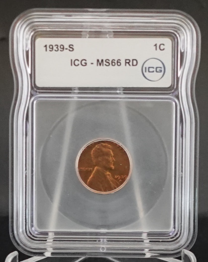 1939-S Wheat Cent: ICG Graded MS66 Red High Estimate: 40 Low Estimate: 30
