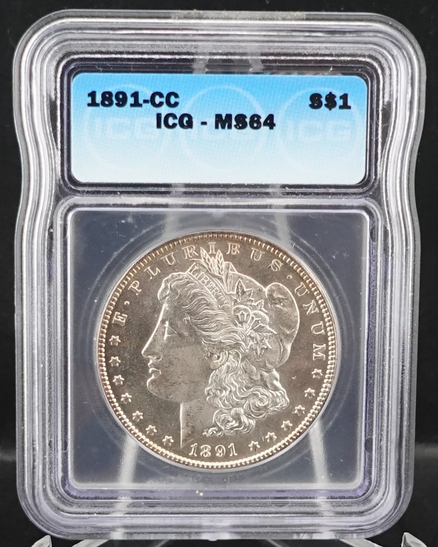 1891-CC Morgan Dollar: This is Graded MS-64! High Estimate: 2000 Low Estimate: 1750