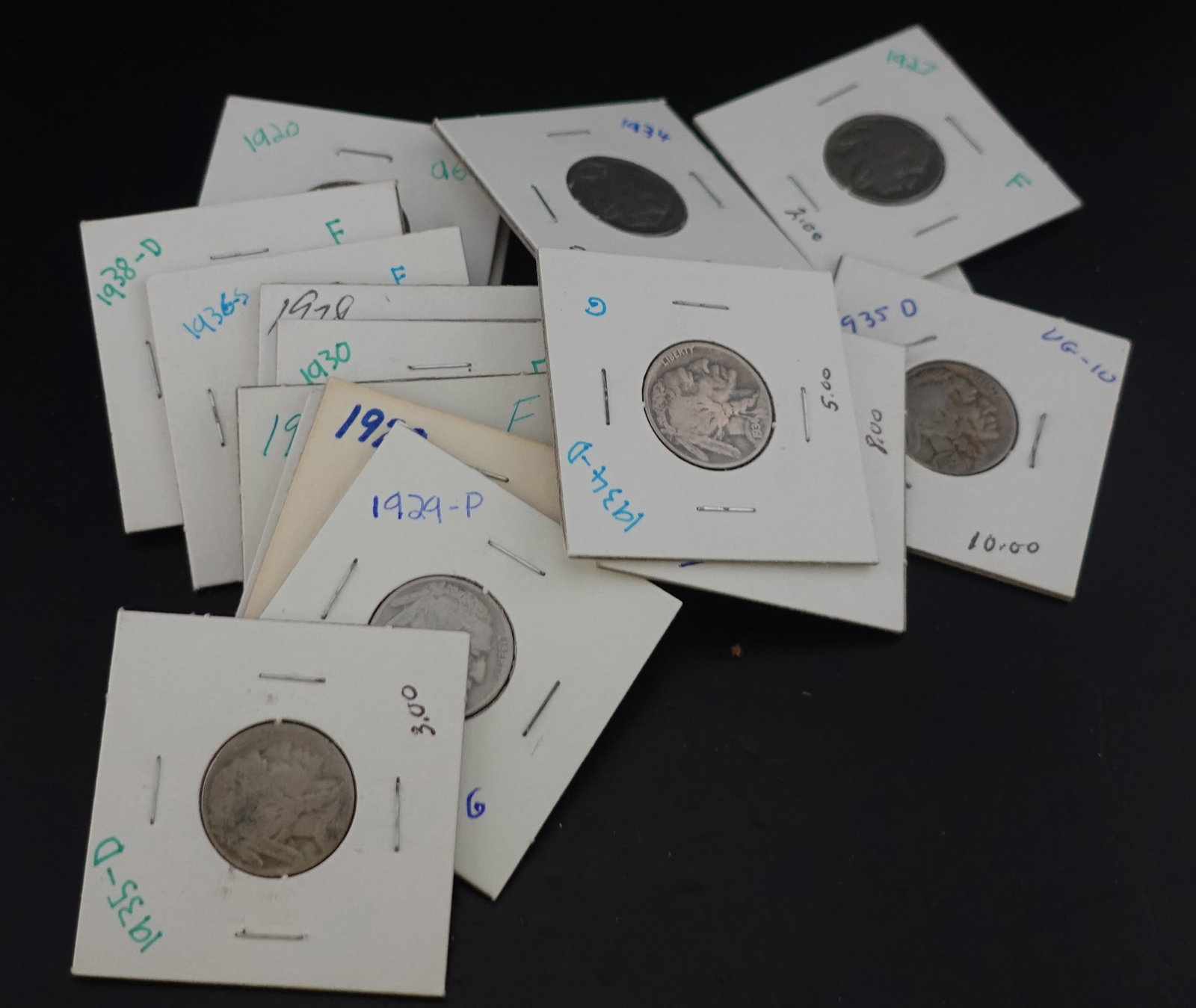 (21) Carded Buffalo Nickels (1 of 1)
