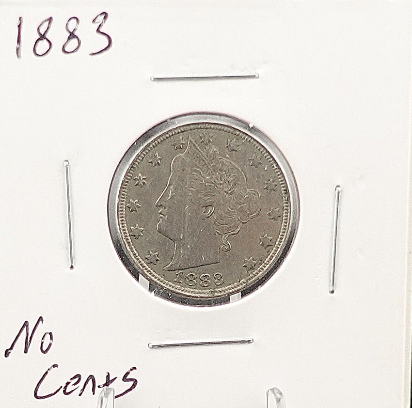 1883 V Nickel: This is the No Cents Variety. Great Details! Low Estimate: 30 High Estimate: 60