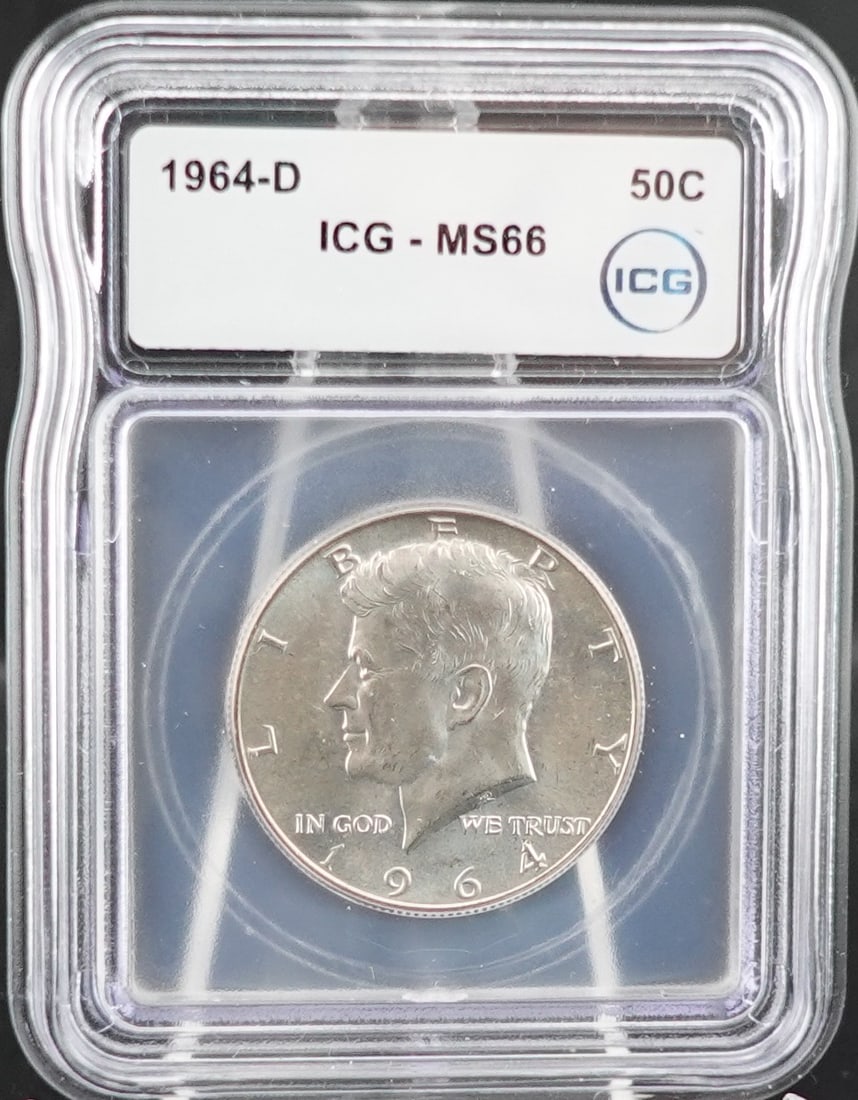 1964-D Kennedy Silver Half Dollar: ICG Graded MS66 Low Estimate: 80 High Estimate: 120