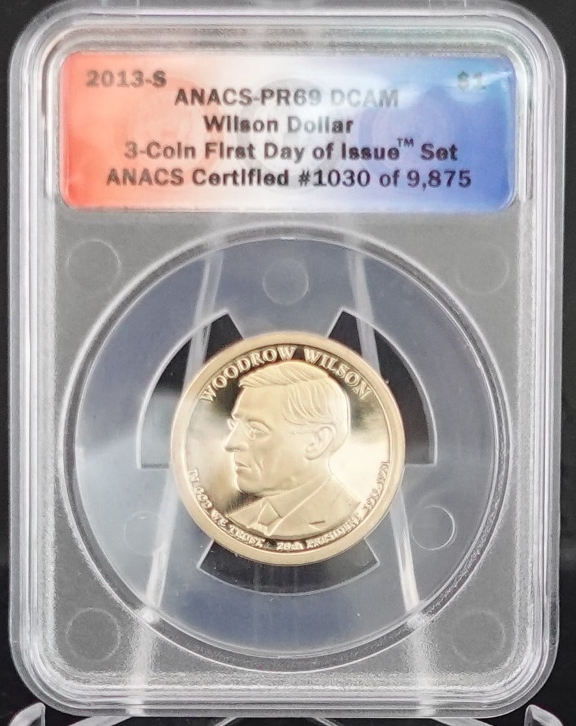 3 Coin Woodrow Wilson Coin Set: High Grades on this Set. ANACS Graded!