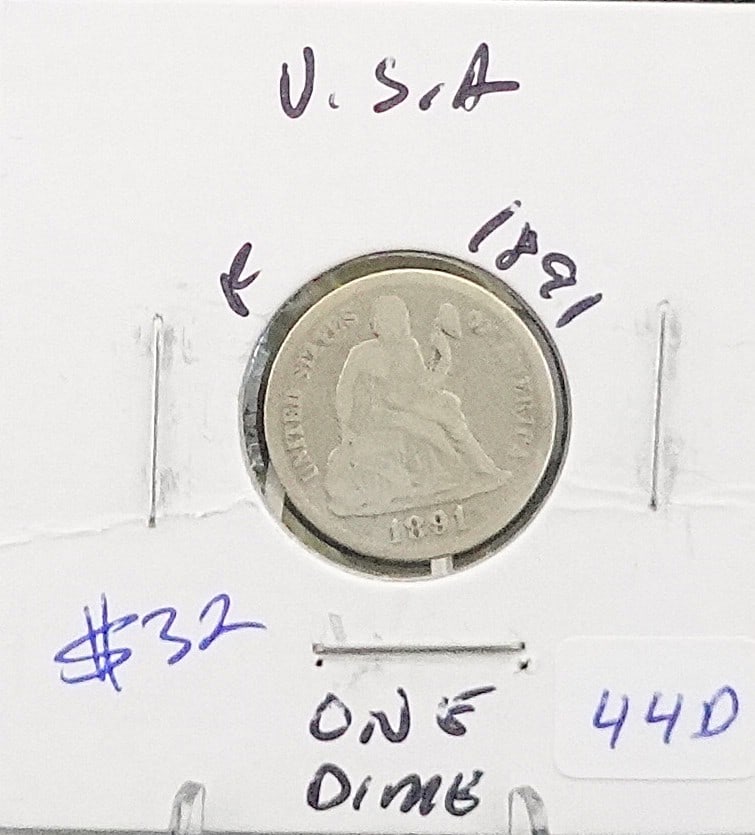 1891 Seated Dime: 90% Silver