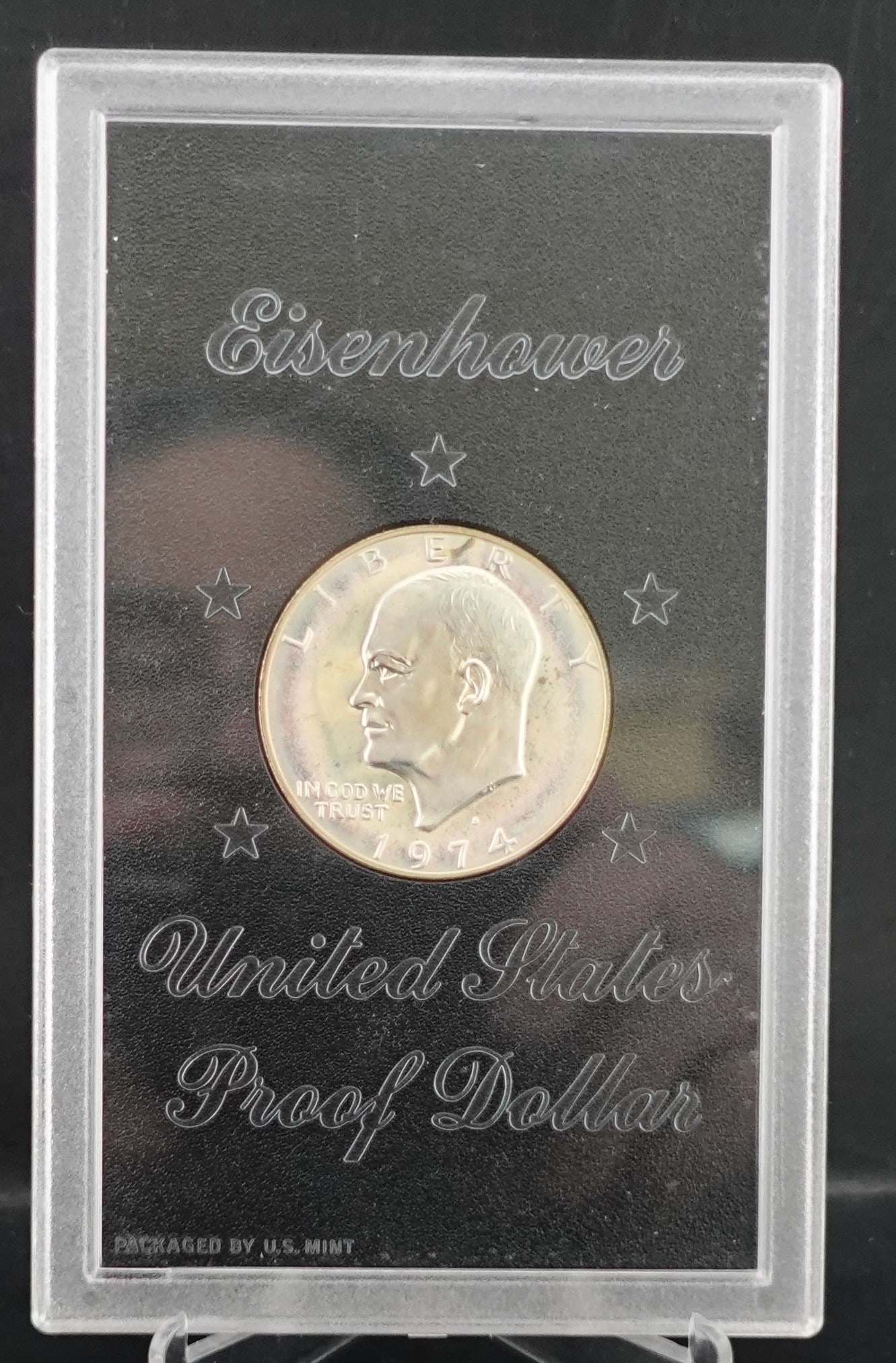 1974-S Ike Dollar: This is 40% Silver and set in a GSA Case