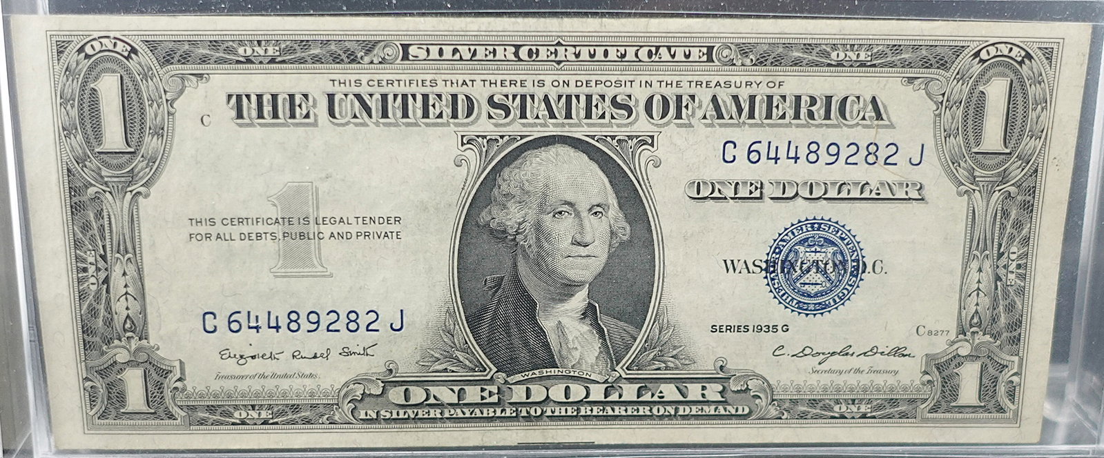 1935 G $1 Silver Certificate: SN 9282