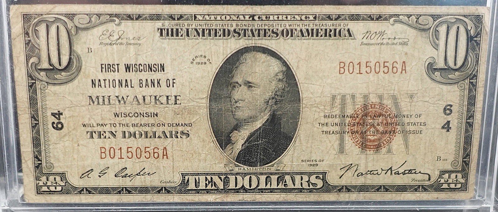 1929 $10 First Wisconsin National Bank of Milwaukee Note: SN 5056