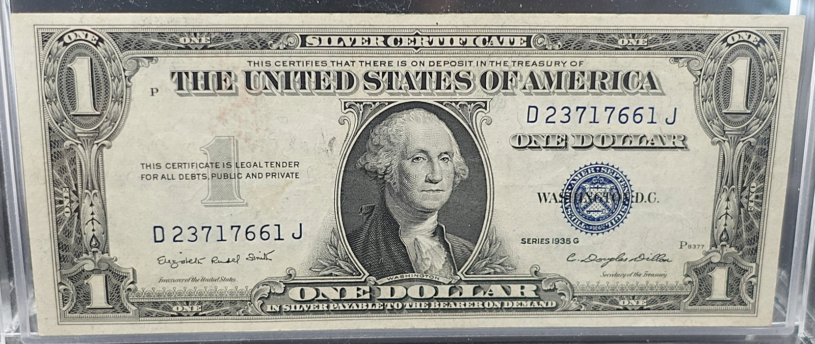 1935 G $1 Silver Certificate: SN 7661