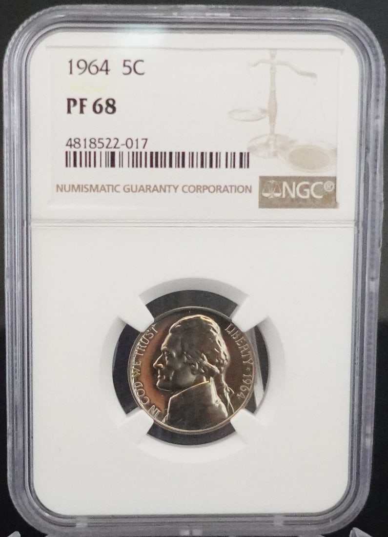 1964 Jefferson Nickel: This is NGC Graded PF68