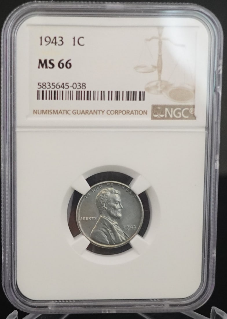 1943 Steel Wheat Cent: NGC Graded MS66