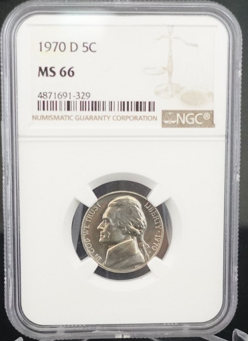 1970-D Jefferson Nickel: This is NGC Graded MS66