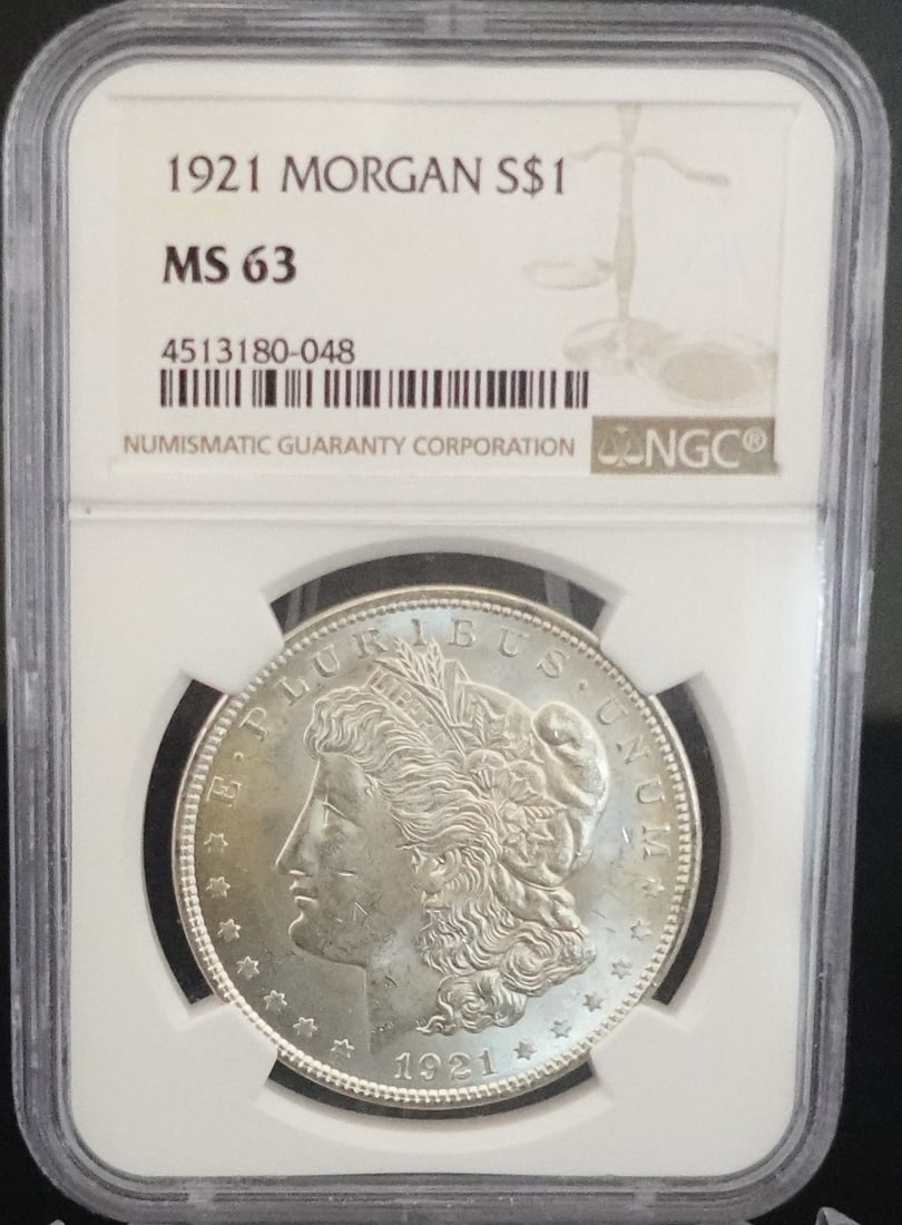 1921 Morgan Dollar: NGC Graded MS63