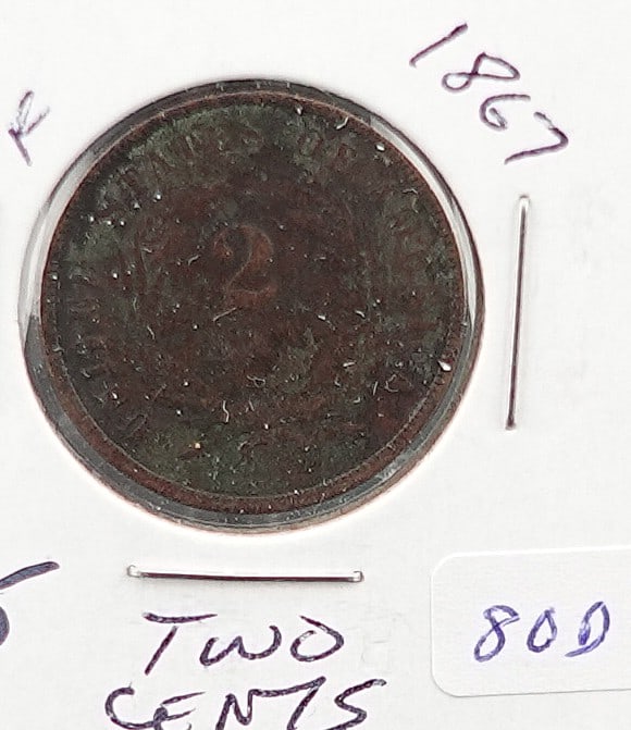 1867 2 Cent Piece: Very Nice Details