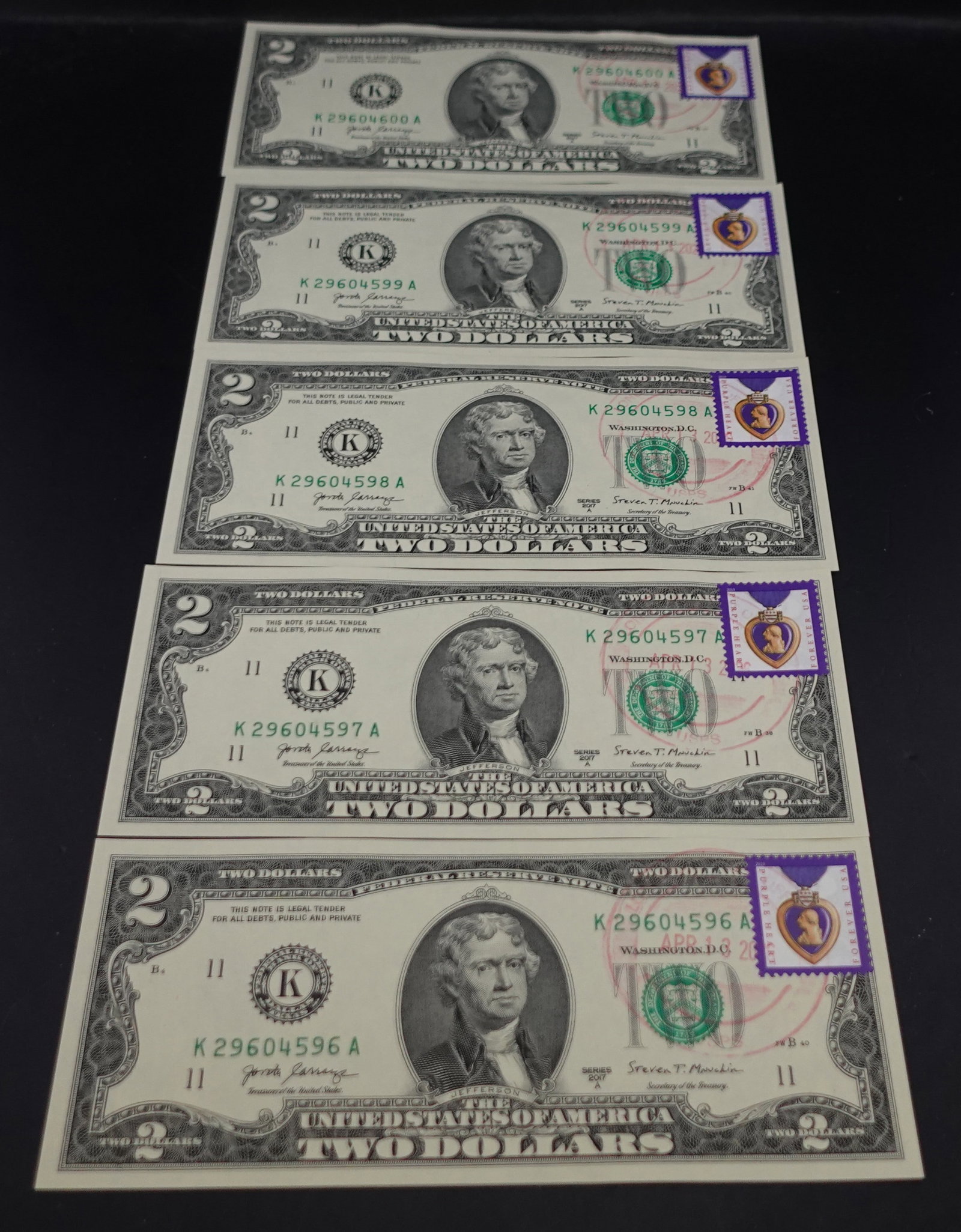 (5) Sequencial $2 Notes: These are CRISP! 