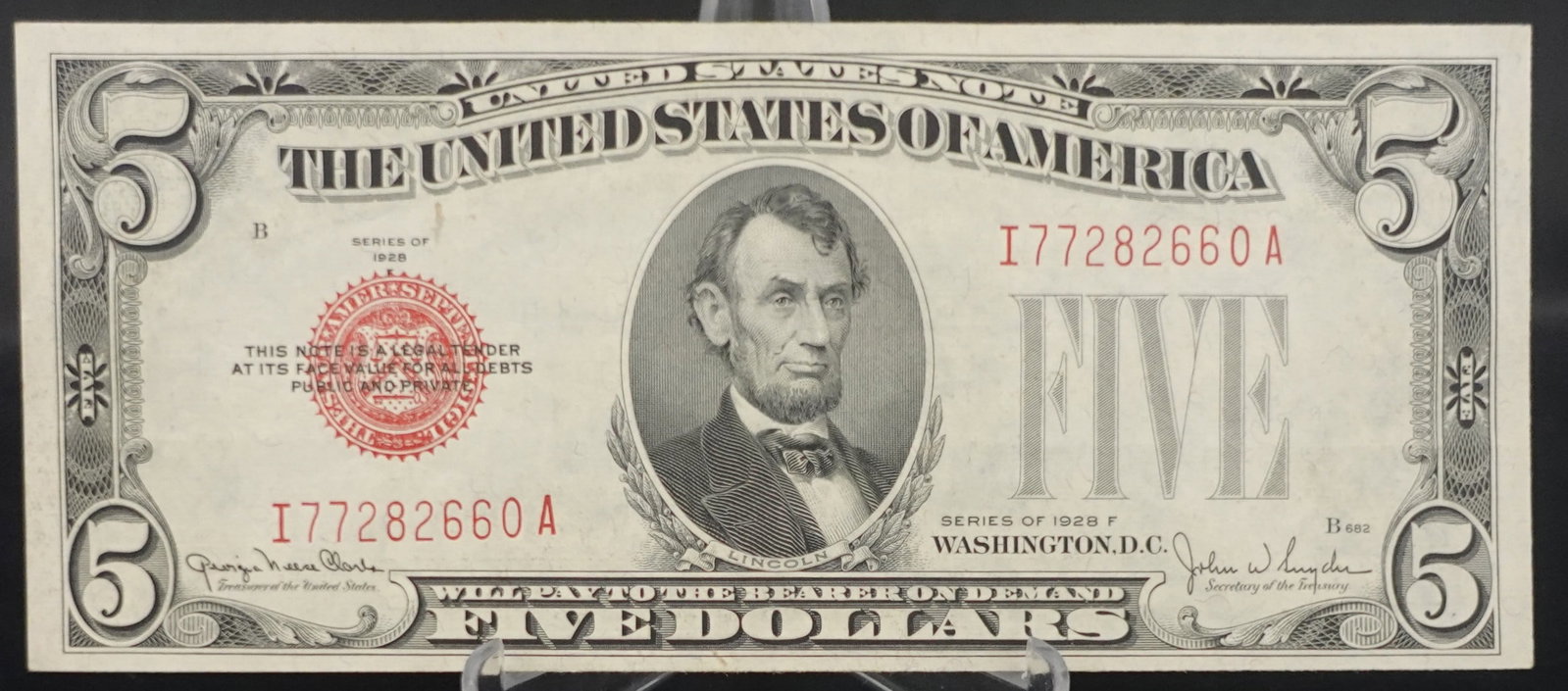 (2) 1928-F Red Seal Notes: These are Crisp!! Very hard to find in this shape!!