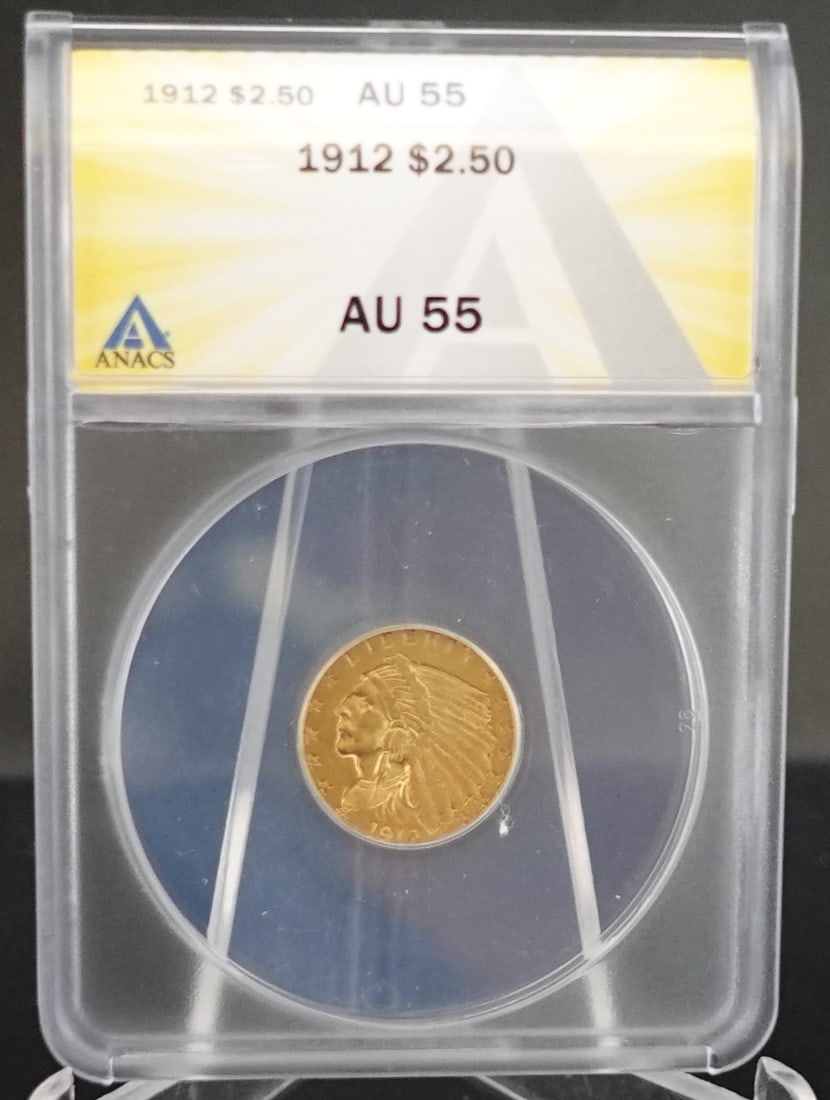 1912 $2.50 Indian Gold Coin: NGC Graded AU55!