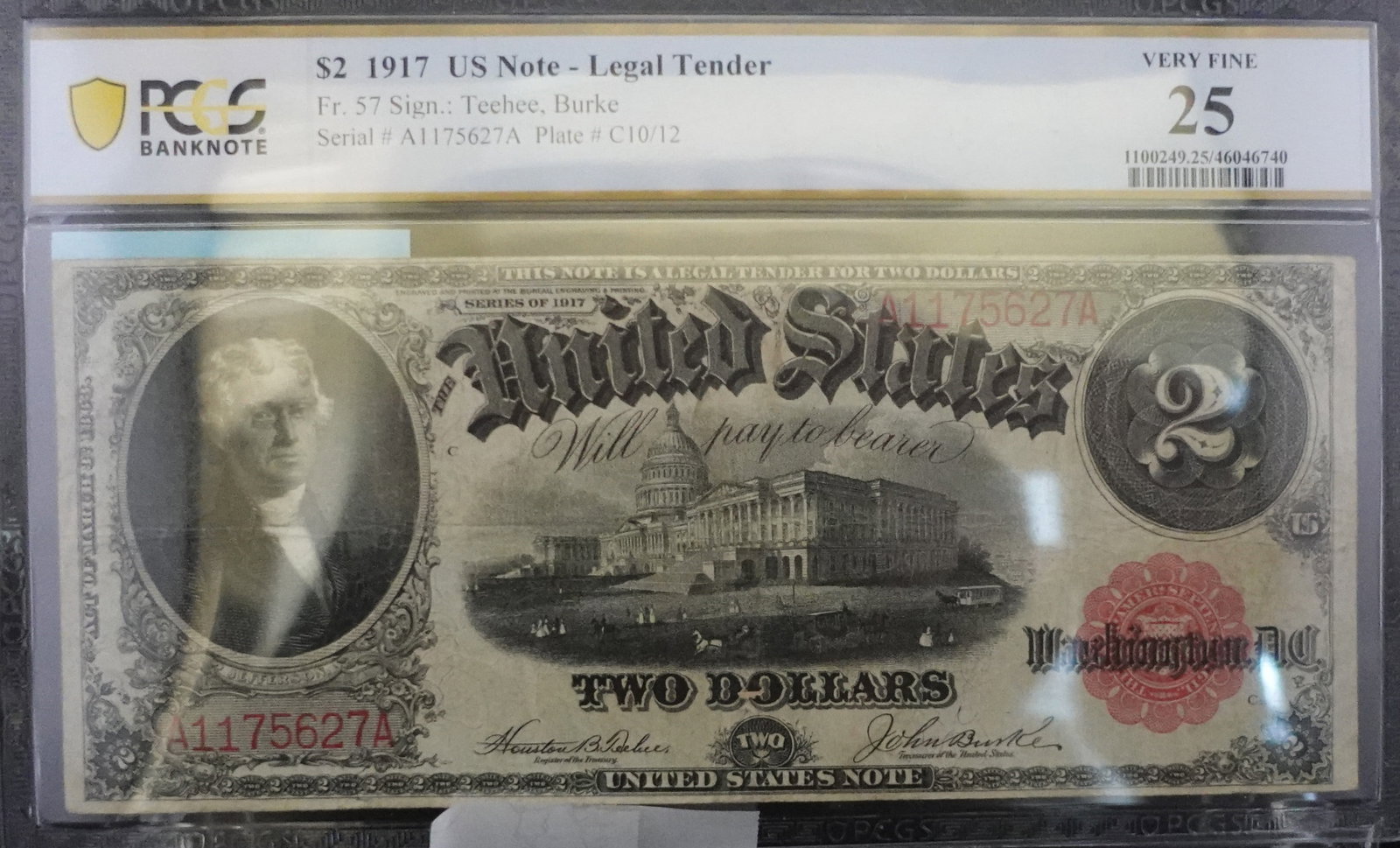 1917 $2 US Legal Note: PCGS Graded VF-25