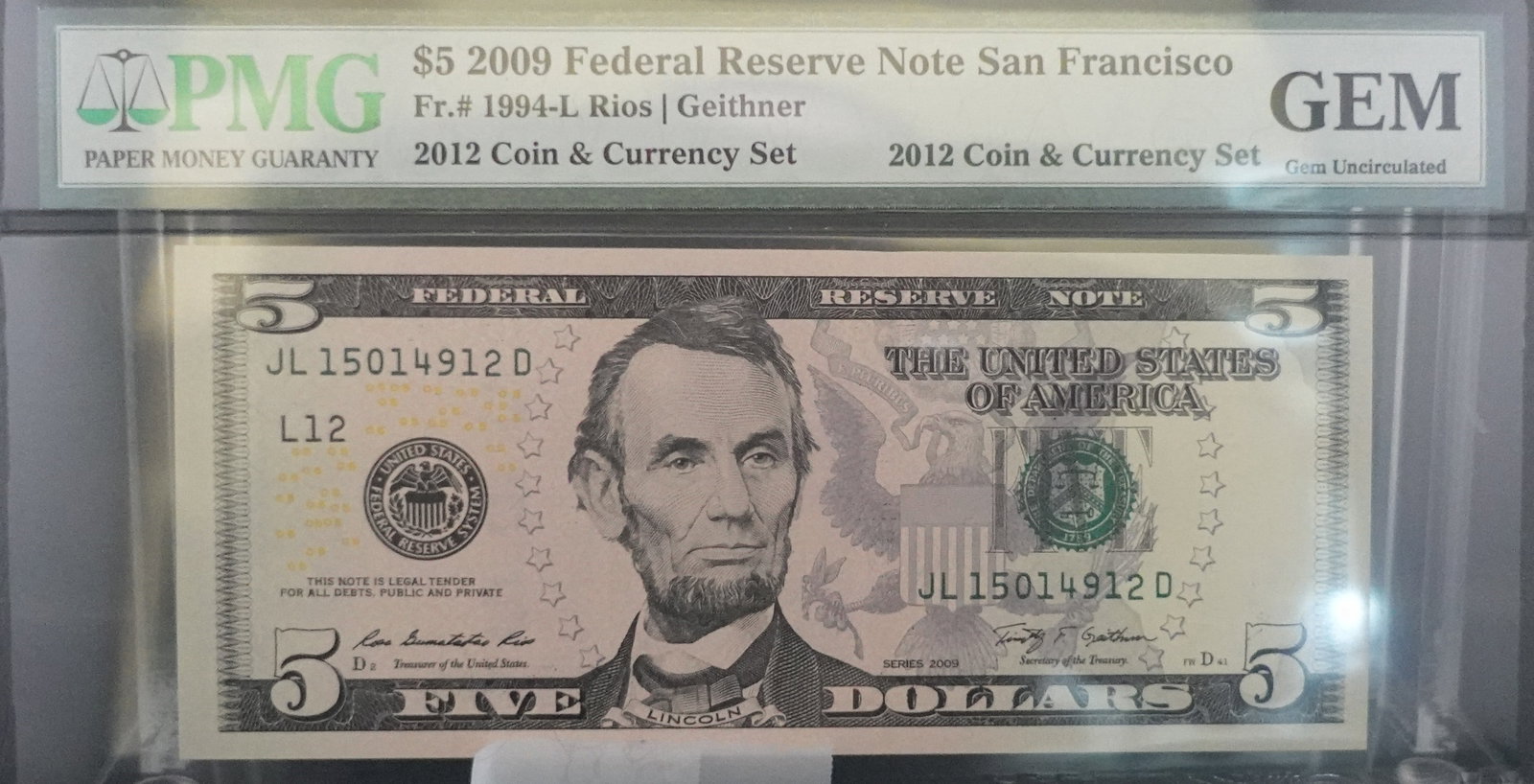 2009 $5 San Francisco Note (1 of 2)