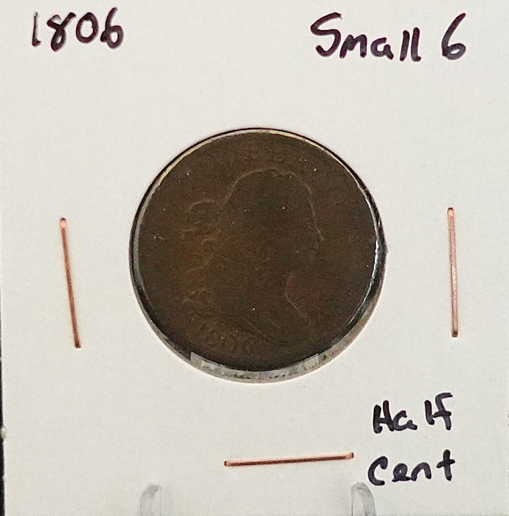 1806 Draped Bust Half Cent: This is the Small 6 No Stems. Great Details. Nice Rotation! 