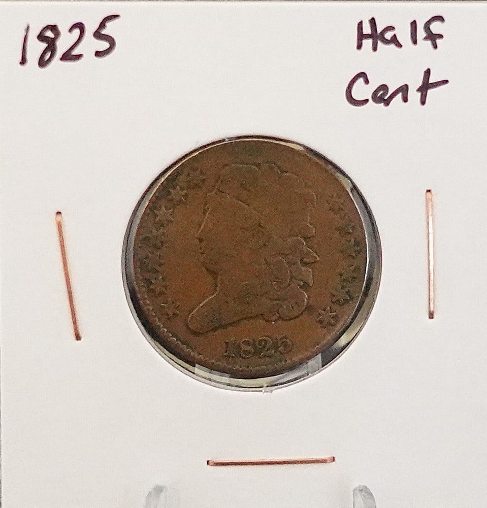 1825 Classic Head Half Cent: Great Details! Higher Grade!