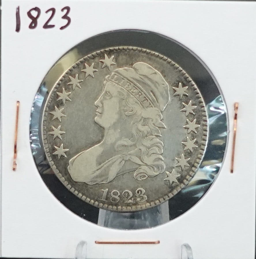 1823 Capped Bust Half Dollar: This looks to be a VF50. This is also the Tall 3 Variety which is very rare!