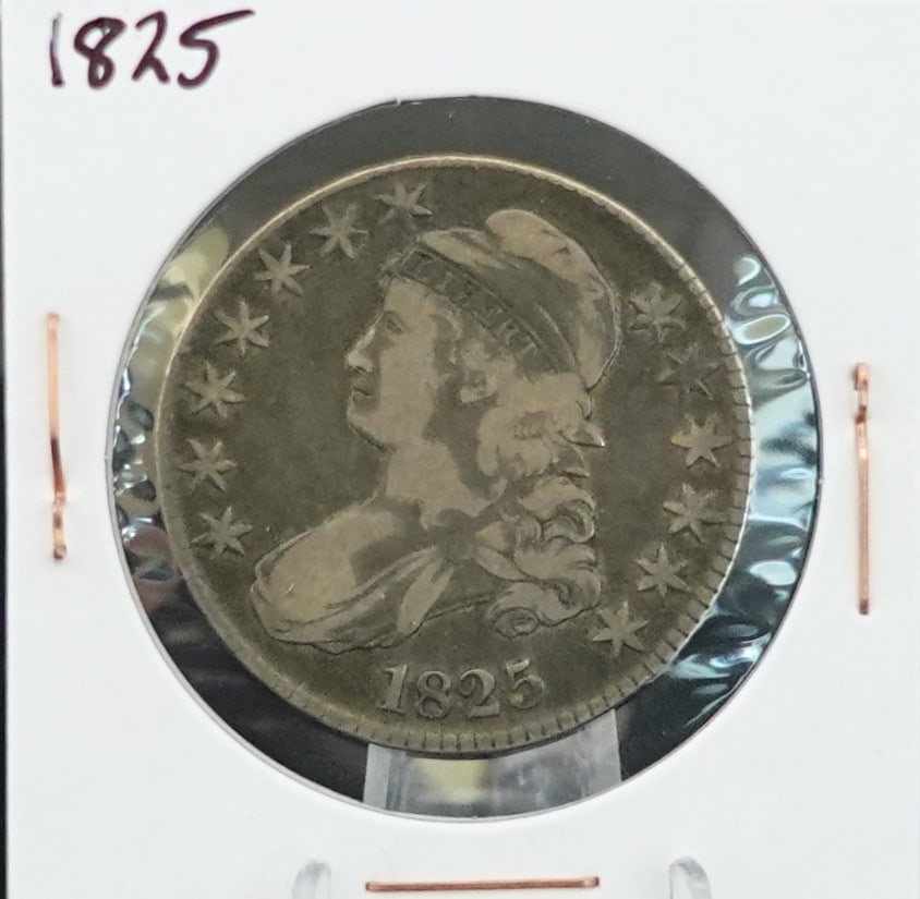 1825 Capped Bust Half Dollar: This is a Semi Key Date! Great Details!