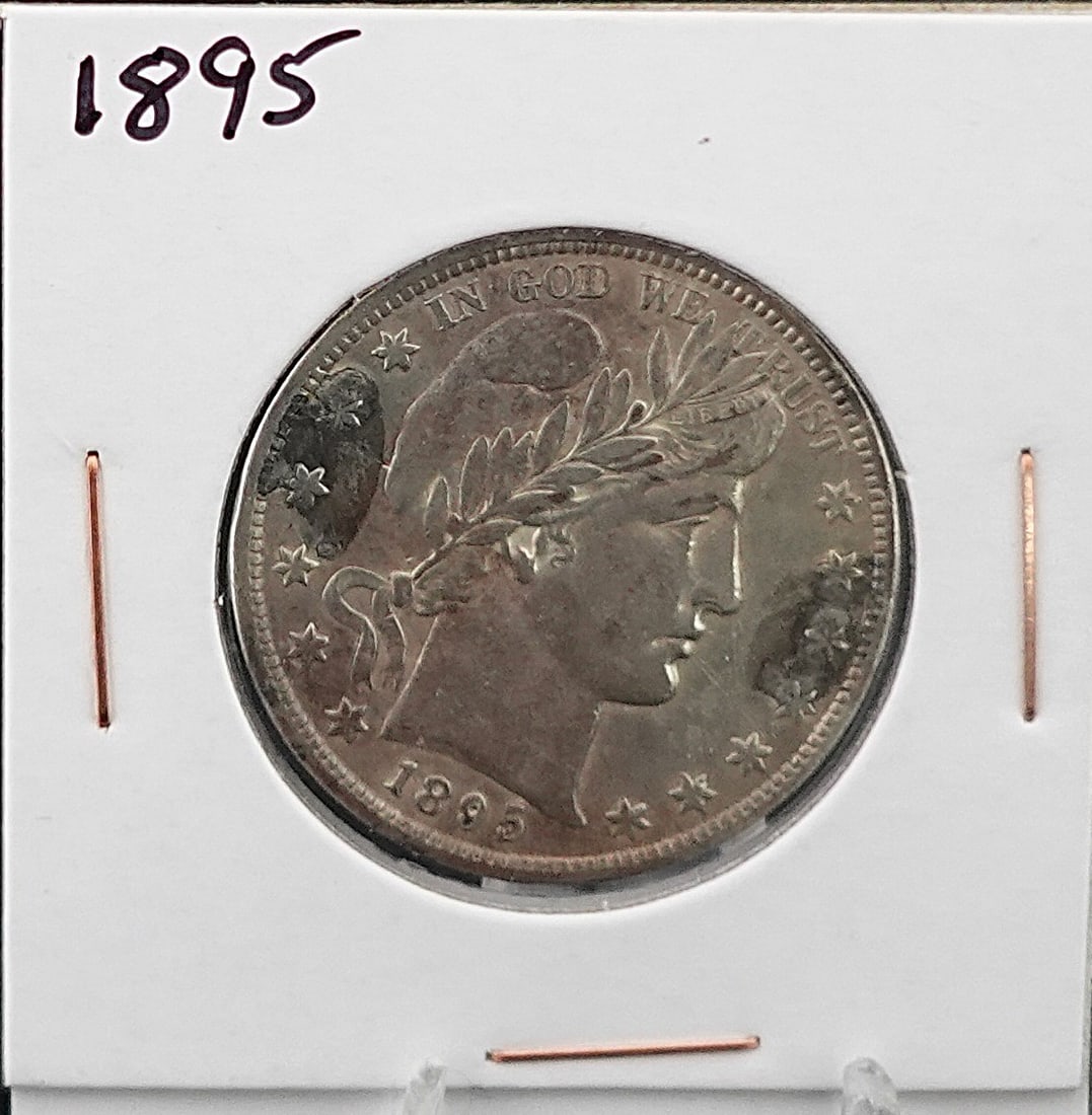 1895 Barber Half Dollar: Nice AU grade coin. Looks to be 45/50